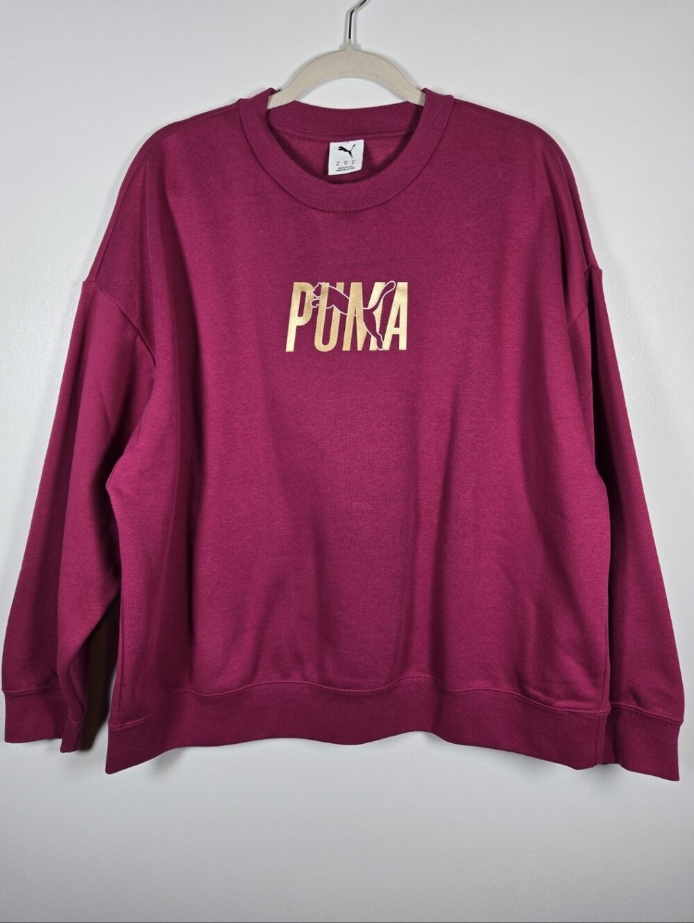 NEW Puma Essentials Shine Berry Fleece Crew Neck Sweatshirt Womens Size XL